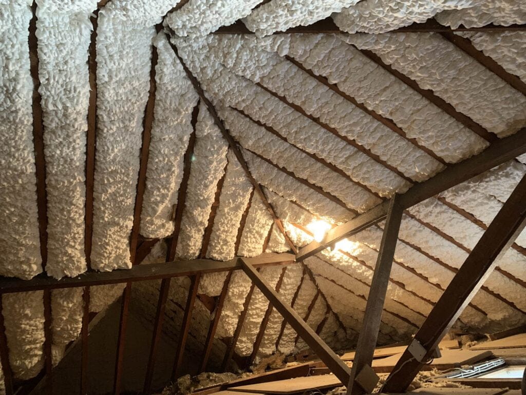 Attic with Spray Foam Insulation