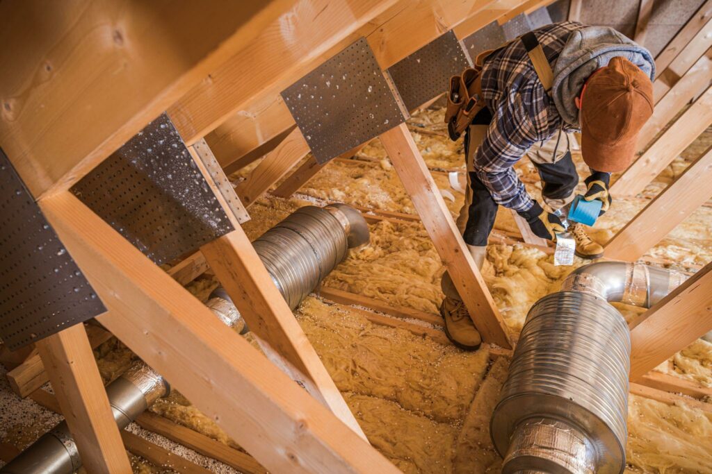 Attic with Fiberglass Insulation