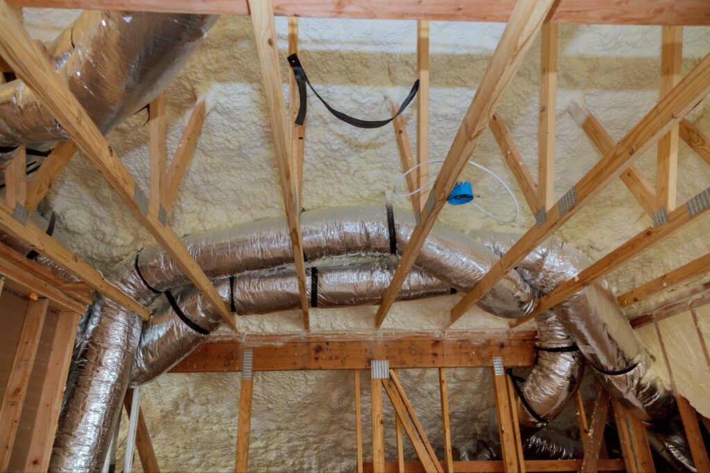 Attic with spray foam insulation