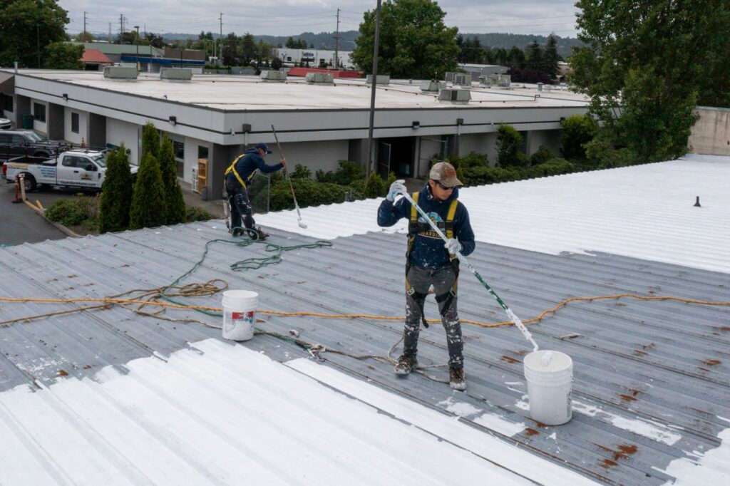 Roof coating application