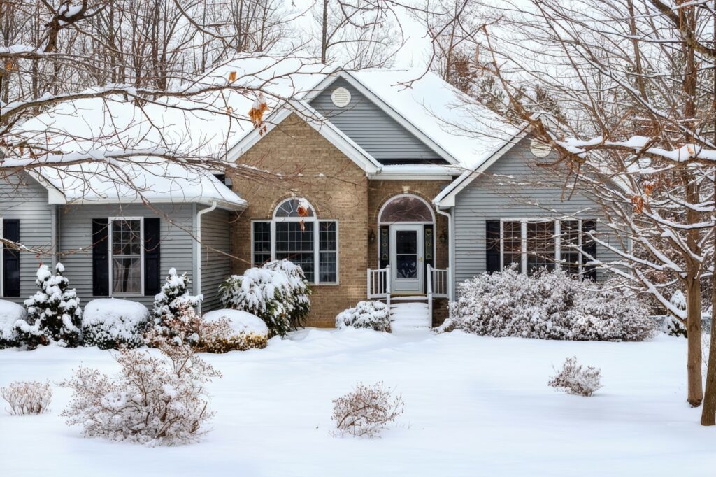 Snowy Driveway in front of Home