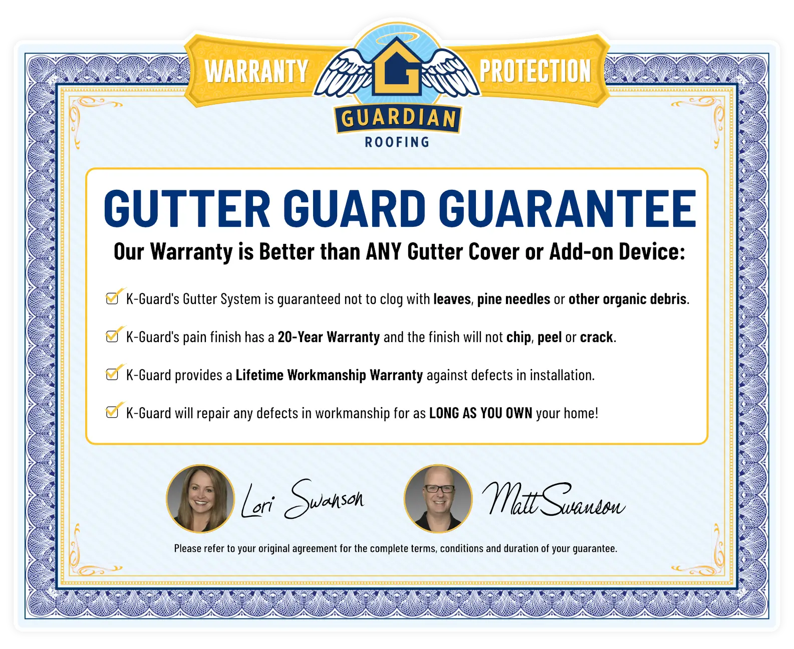 Guardian Roofing Gutter Guard Gurantee